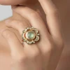 Floral Inspired Green Kundan Polki Ring