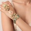 Pink And Gold Hathphool With Meenakari And Kundan