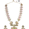 Pearl Layered Necklace Set With Green Accents And Pendant