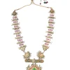 Pearl Layered Necklace Set With Green Accents And Pendant