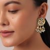 12167-gold-finish-pendant-choker-set-with-bead-drops-and-studded-kundan-3.jpg Gold Finish Pendant Choker Set With Bead Drops And Studded Kundan