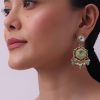 White Layered Kundan Necklace And Earring Set With Carved Motif