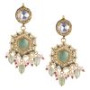 White Layered Kundan Necklace And Earring Set With Carved Motif