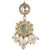 White Layered Kundan Necklace And Earring Set With Carved Motif