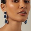 Blue Long Stone Studded Pendant Necklace With Danglers