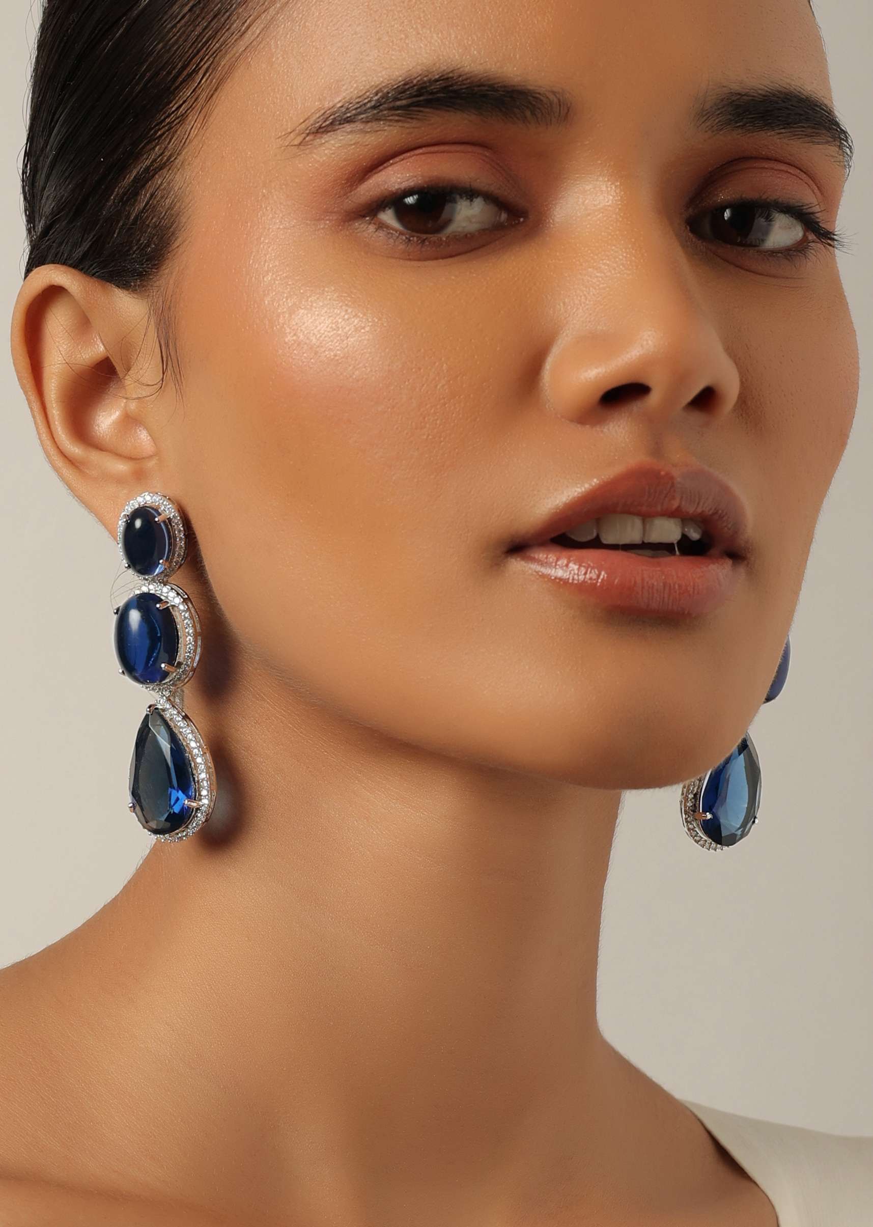 12169-blue-long-stone-studded-pendant-necklace-with-danglers-1.jpg Blue Long Stone Studded Pendant Necklace With Danglers