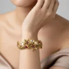 Gold Plated Red Synthetic Stone Kada