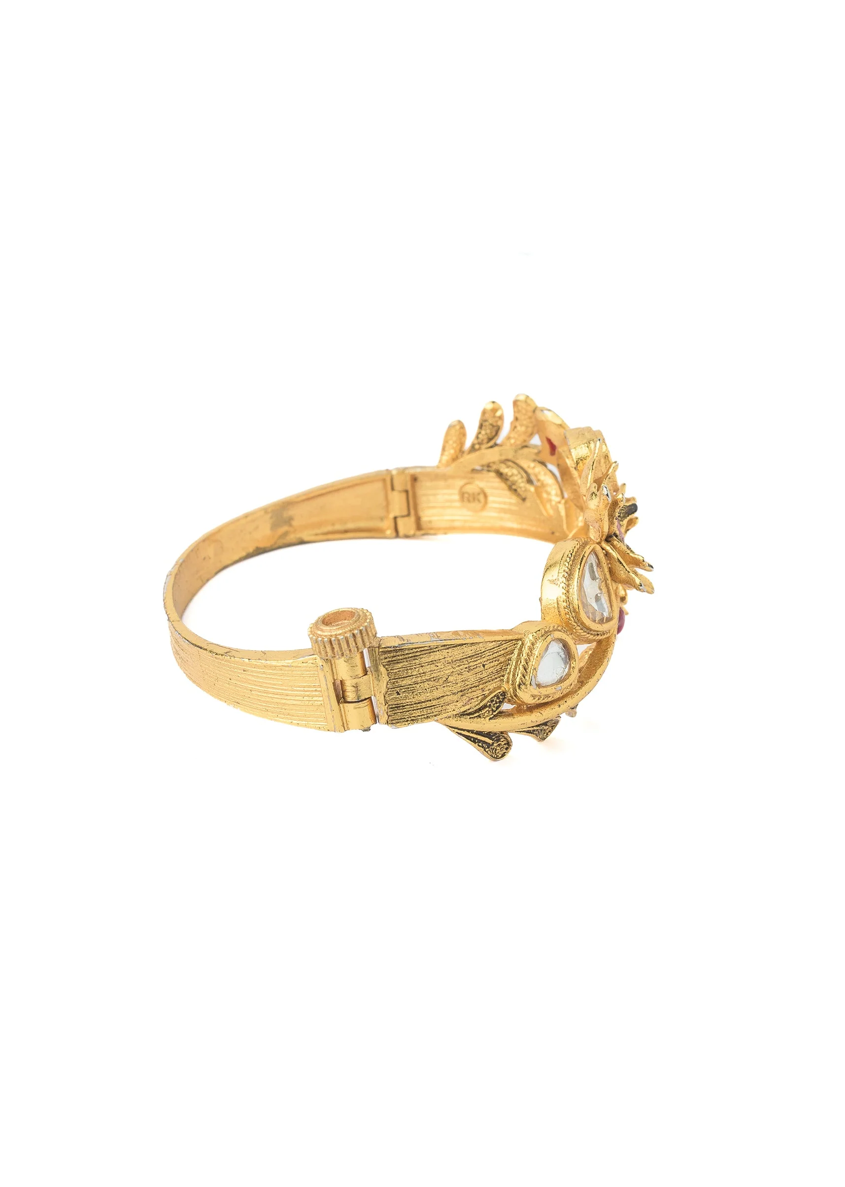 Gold Plated Red Synthetic Stone Kada