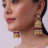 Gold Finish Choker Set With Red Meenakari In Mix Metal