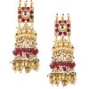 Gold Finish Choker Set With Red Meenakari In Mix Metal