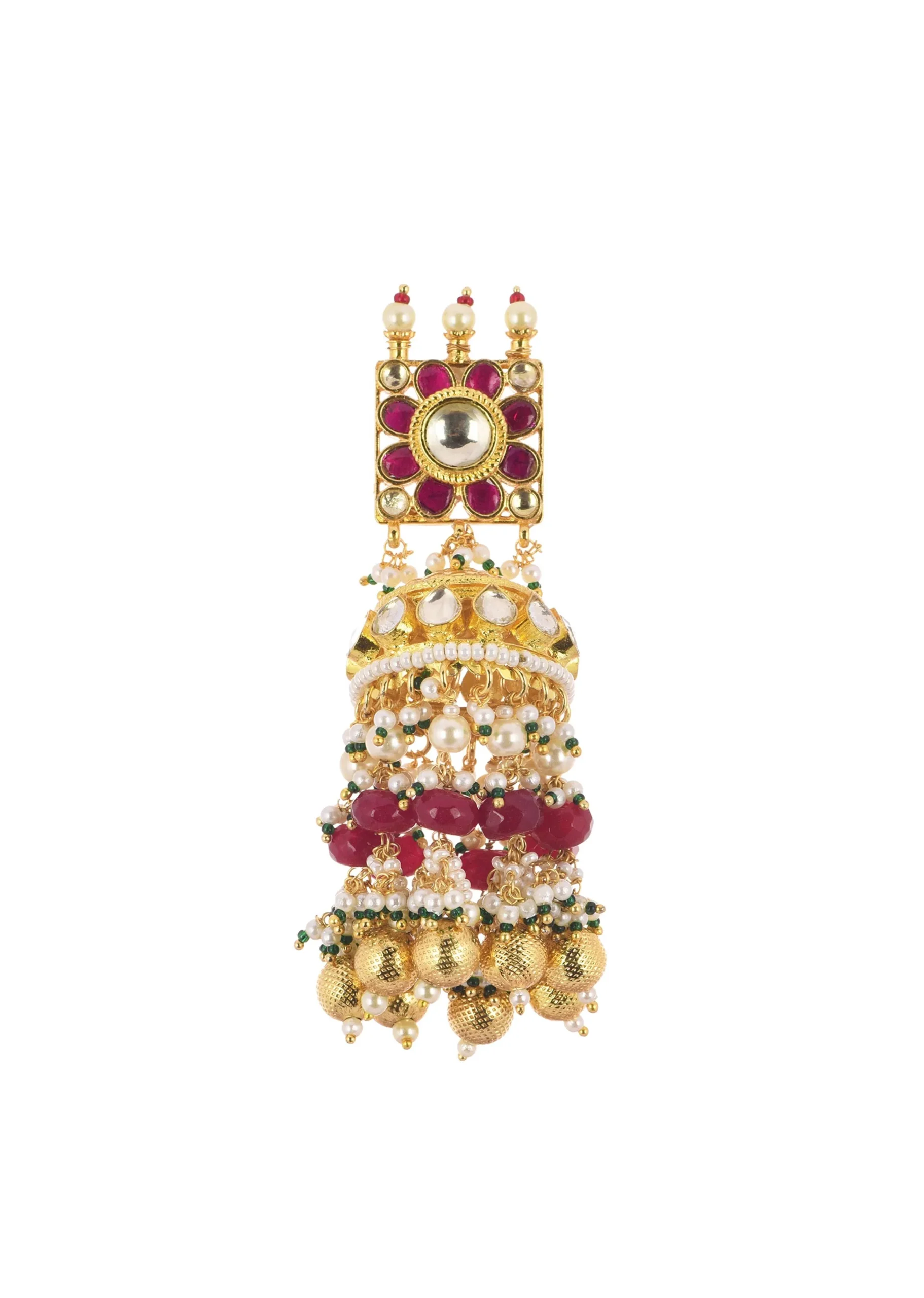 Gold Finish Choker Set With Red Meenakari In Mix Metal