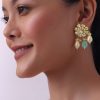 White And Mint Green Choker Set In Gold Finish Mix Metal