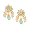 White And Mint Green Choker Set In Gold Finish Mix Metal