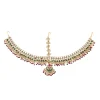 Red Beaded Sheeshphool In Gold Finish Mix Metal