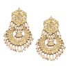 Gold Finish Kundan Chandbalis With Green Drops