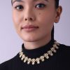 Gold Finish Short Moissanite Kundan Necklace Set