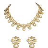 Gold Finish Short Moissanite Kundan Necklace Set