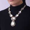 Two Tone Moissanite Kundan Long Necklace