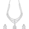 Silver Plated Zircon Short Necklace Set With Earrings