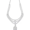 Silver Plated Zircon Short Necklace Set With Earrings