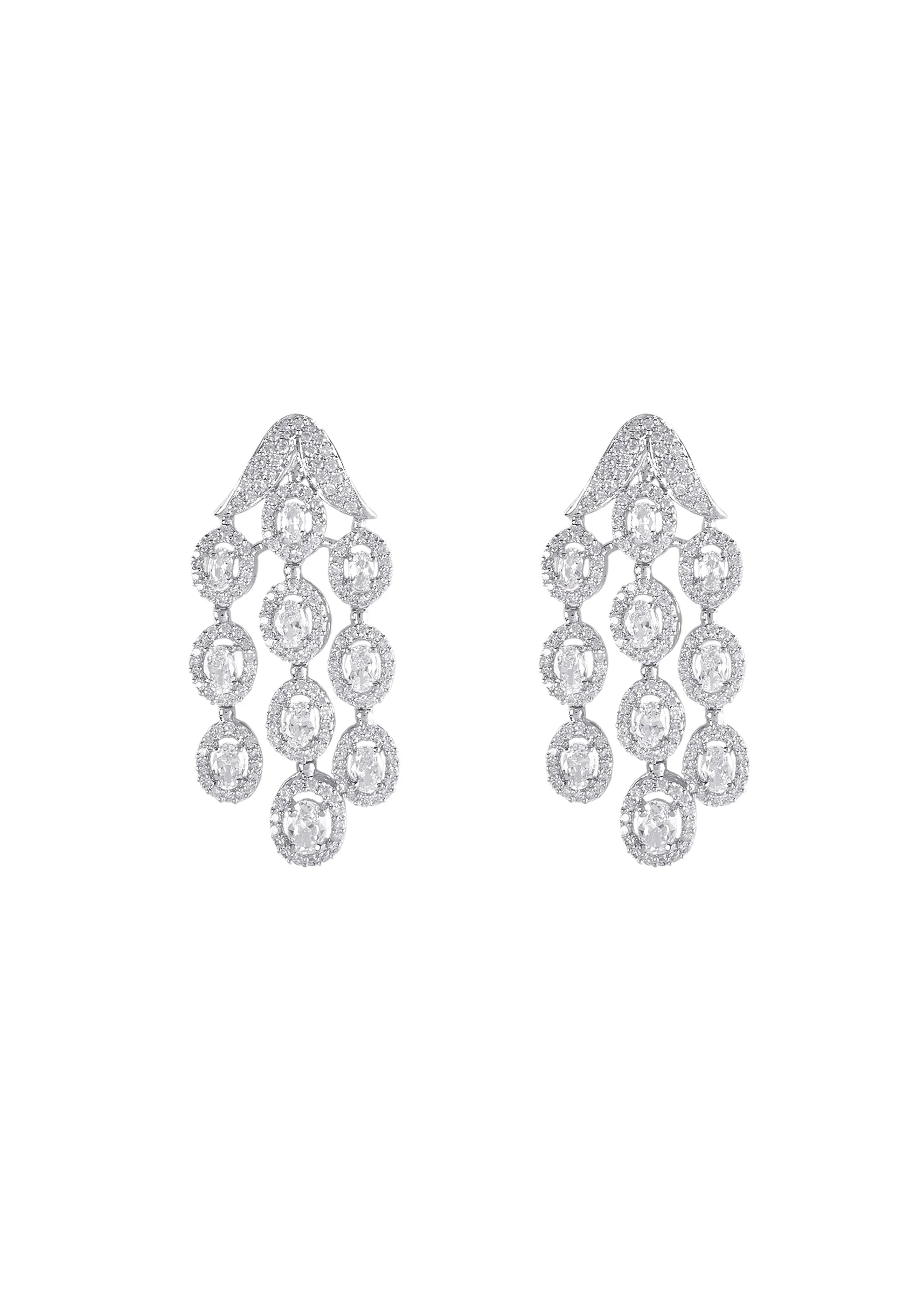 Silver Plated Zircon Short Necklace Set With Earrings