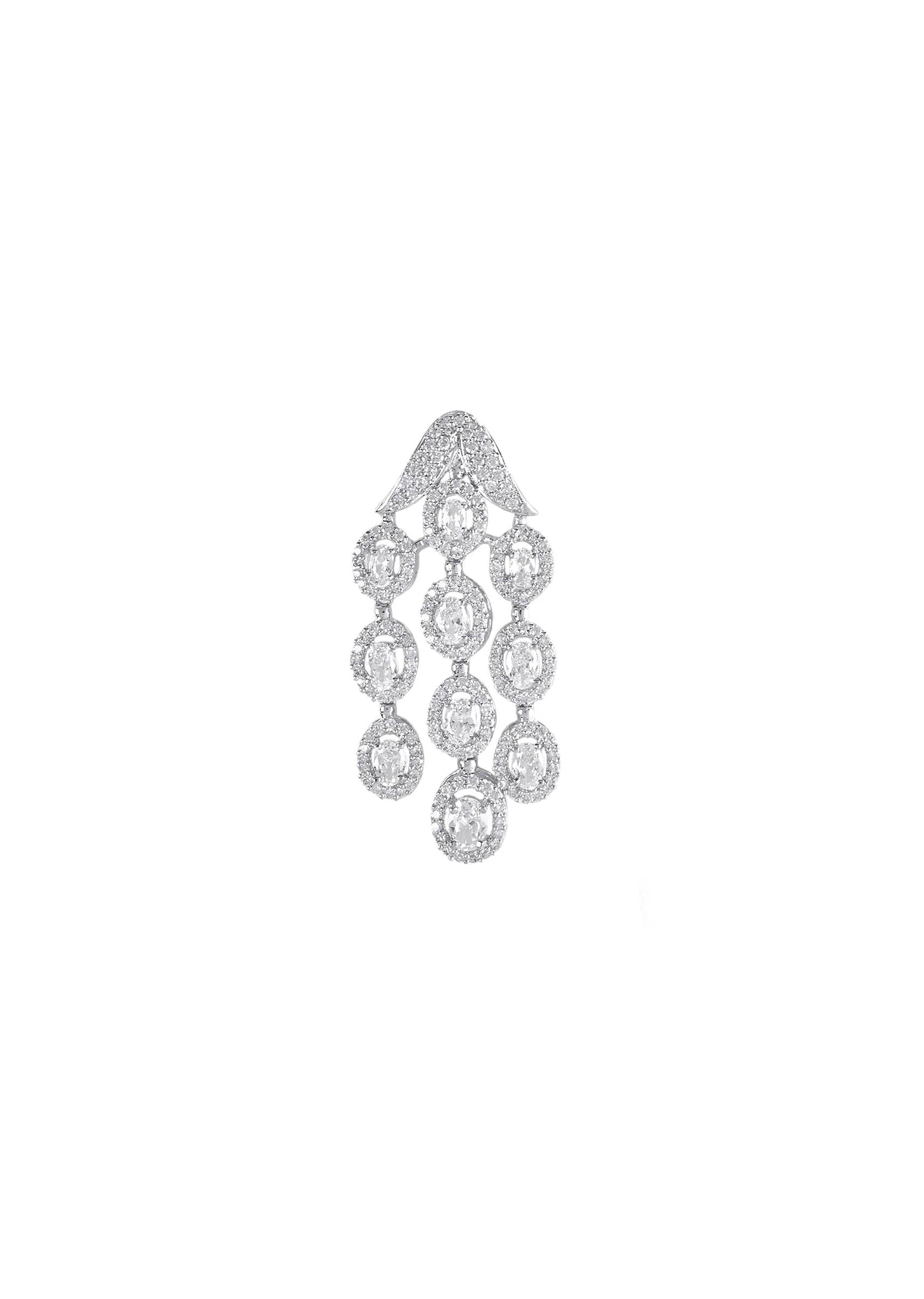 Silver Plated Zircon Short Necklace Set With Earrings
