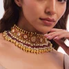 Gold Finish Ruby Choker Set
