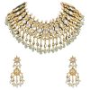 White Kundan Choker Set In Gold Finish Mix Metal