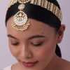 White Pearl Drop Sheeshphool In Gold Finish Mix Metal