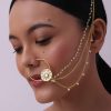 Gold Finish Layered Nath With Small Motif