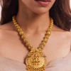Gold Finish Temple Long Necklace Set