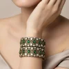 Gold Plated Green Kundan Polki Bangles