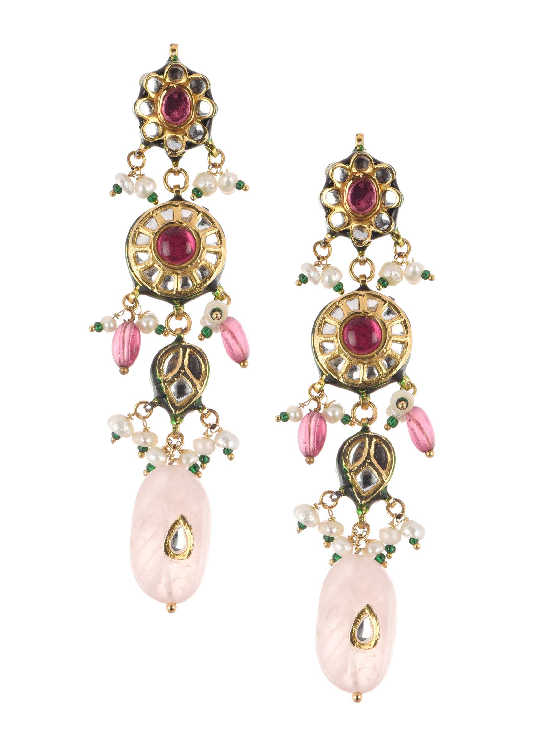 Multicolor Carved Beaded Choker Set In Gold Finish Mix Metal