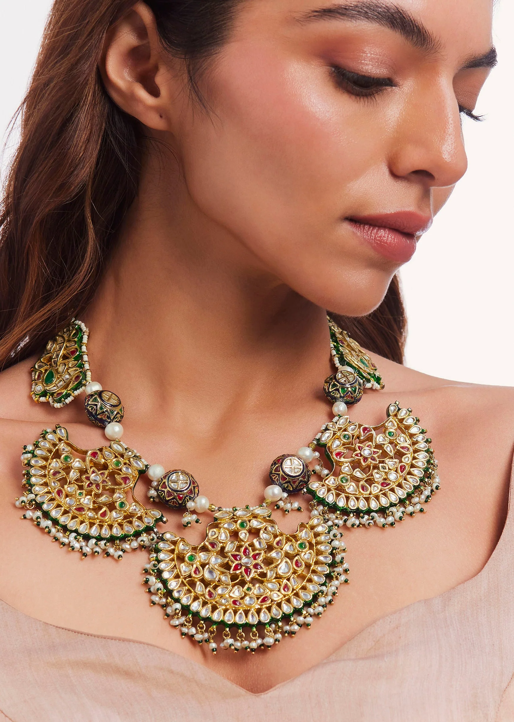 12191-gold-plated-beads-studded-choker-necklace-1.webp Gold Plated Beads Studded Choker Necklace