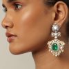 Blue Two Tone Polki Long Necklace Set With Emerald Pendant
