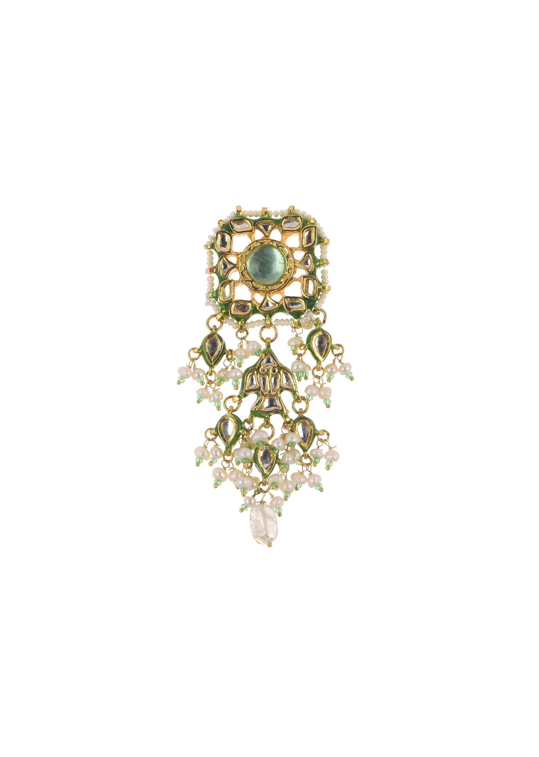 Multicolor Choker And Dangler Set With Mint Green Drops