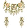 Multicolor Choker And Dangler Set With Mint Green Drops
