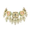 Multicolor Choker And Dangler Set With Mint Green Drops