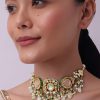 Multicolor Choker And Dangler Set With Mint Green Drops