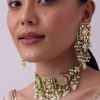 Multicolor Choker And Dangler Set With Mint Green Drops