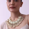 Gold Finish Kundan Necklace With Meenakari Work