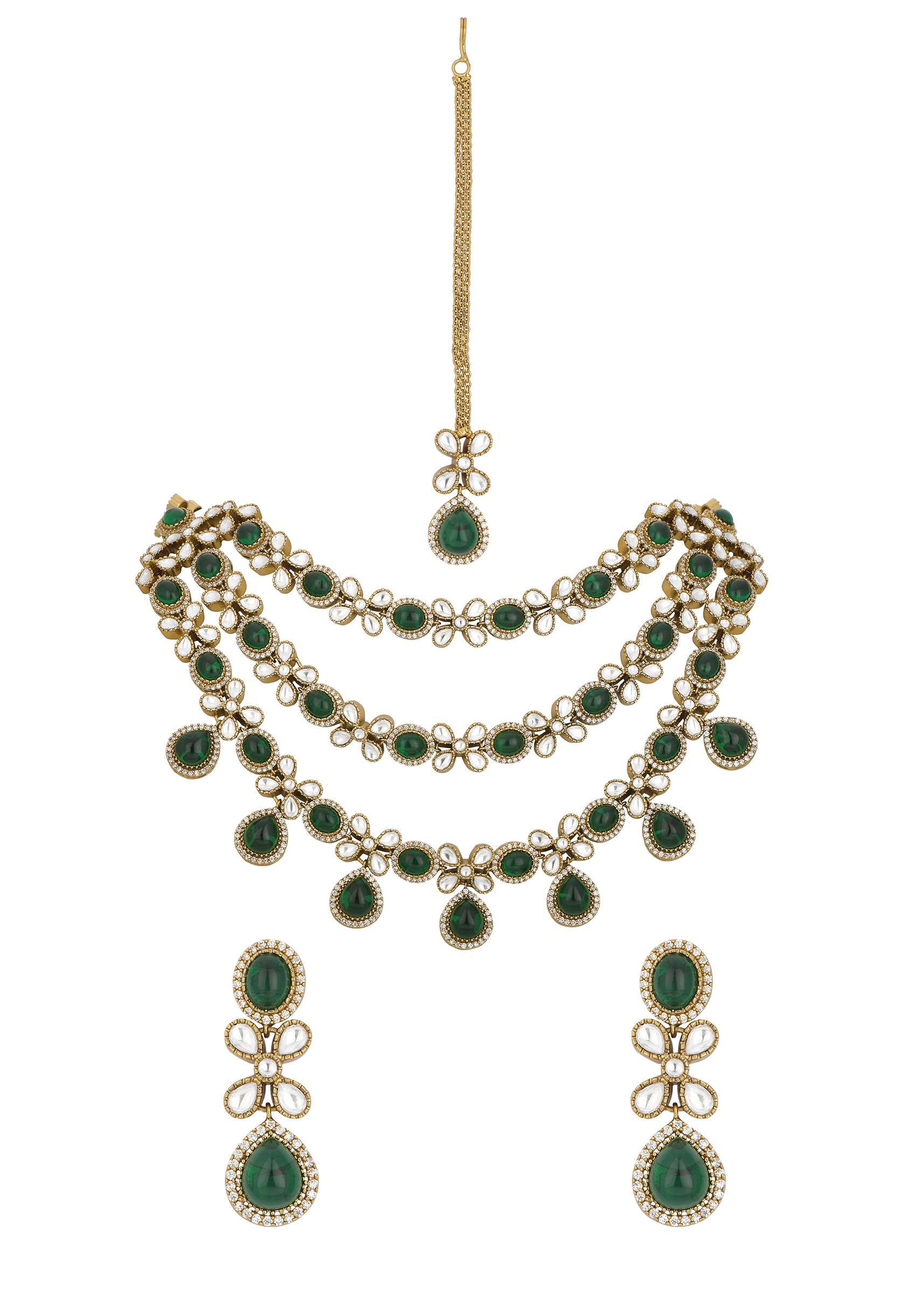 Multicolor Layered Necklace Set With Teardrops