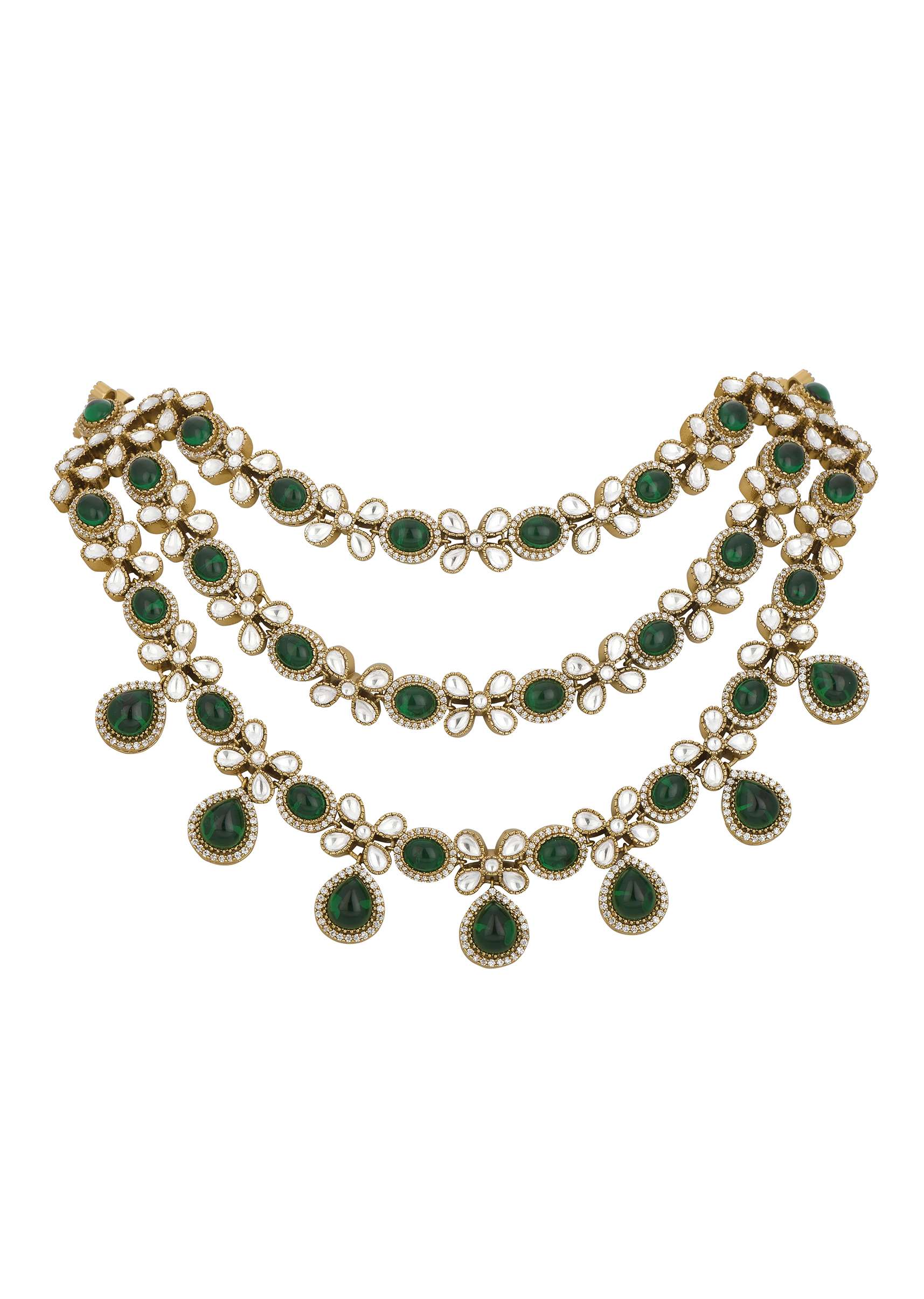 Multicolor Layered Necklace Set With Teardrops