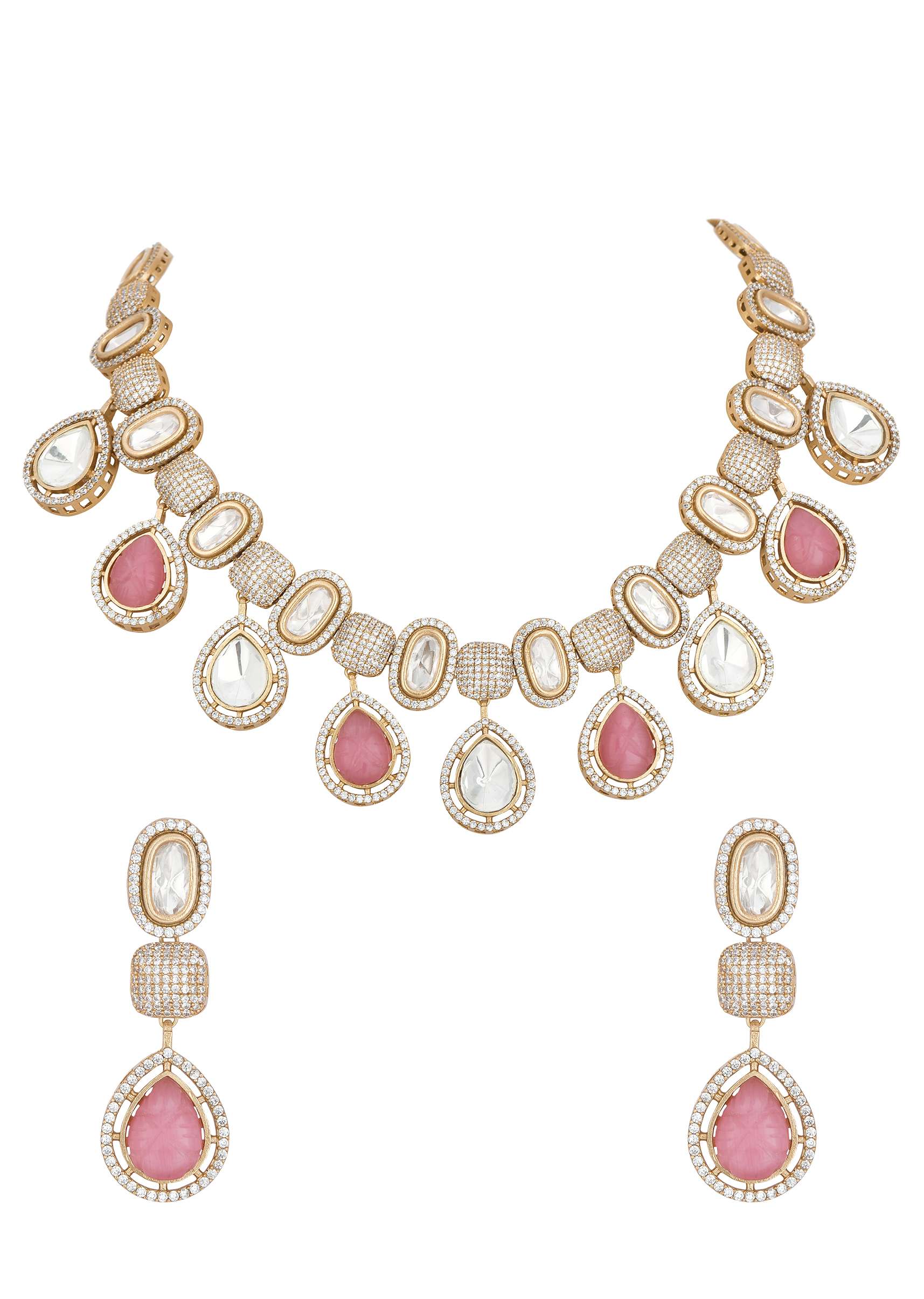Multicolor Polki Choker Set With Kundan