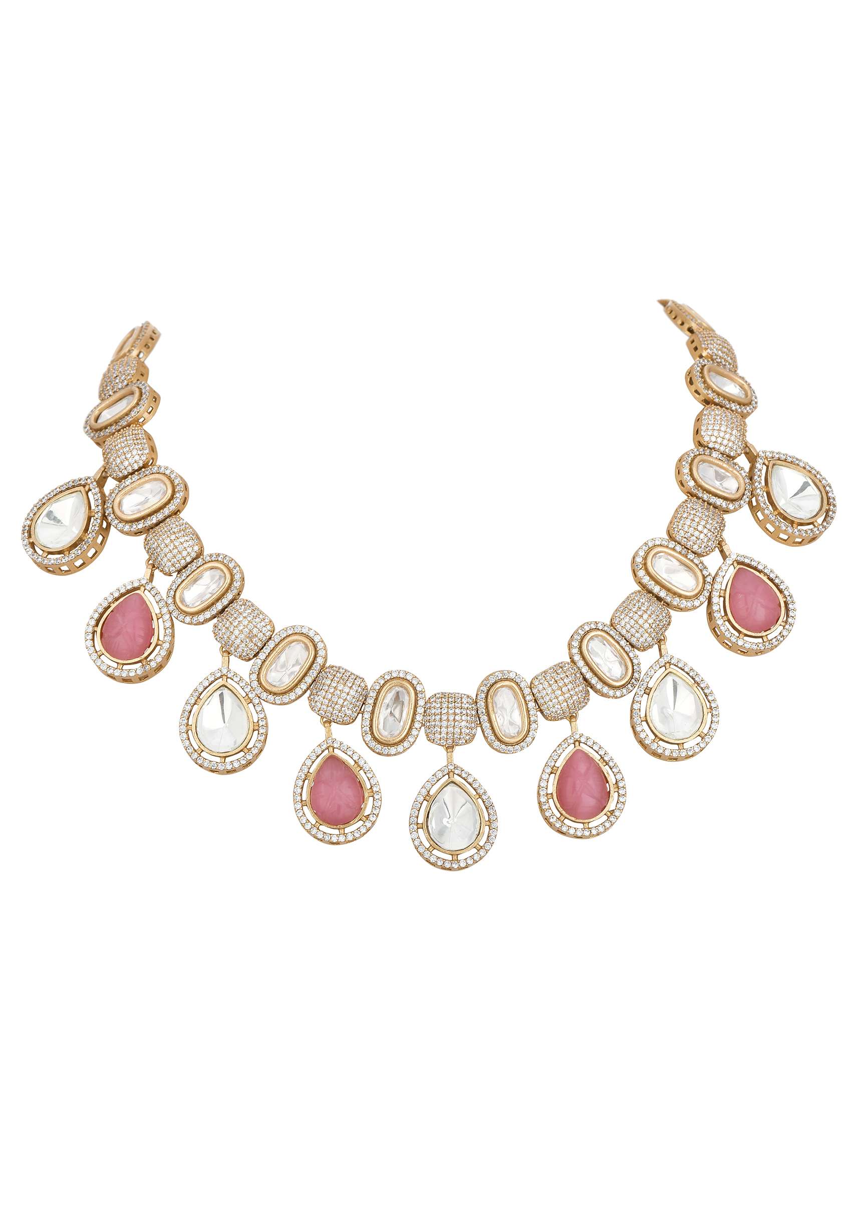 Multicolor Polki Choker Set With Kundan