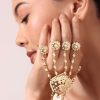 Multicolor Floral Kundan Hathphool With Pearls