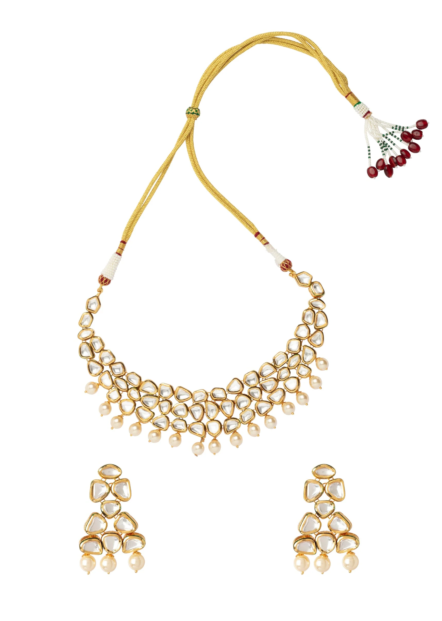 Kundan Polki Necklace And Earring Set