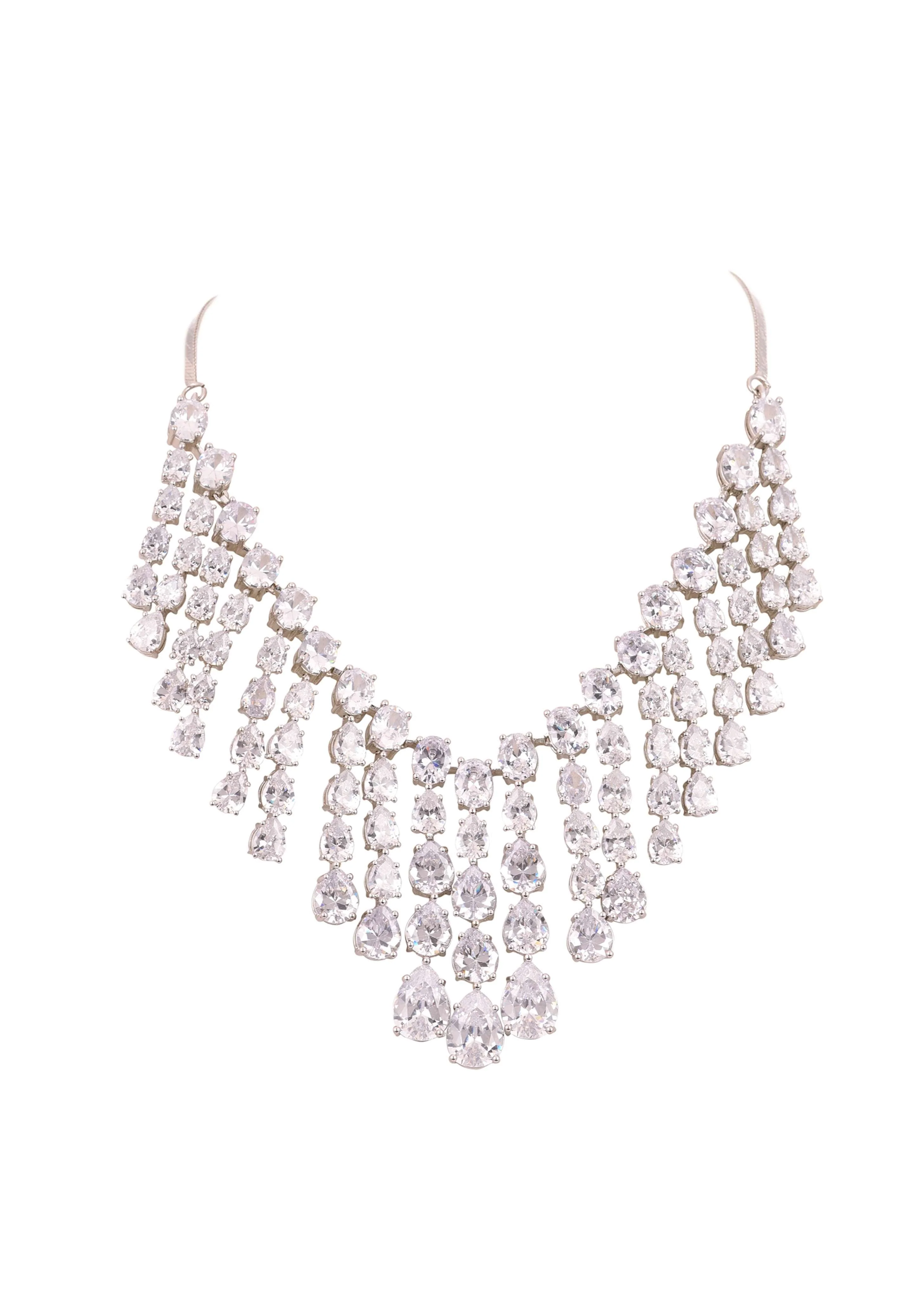 12216-silver-finish-dangling-choker-set-with-faux-diamonds-5.webp Silver Finish Dangling Choker Set with Faux Diamonds