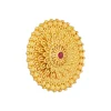 12217-antique-gold-floral-stud-earrings-with-red-zircon-accents-3.webp Antique Gold Floral Stud Earrings With Red Zircon Accents