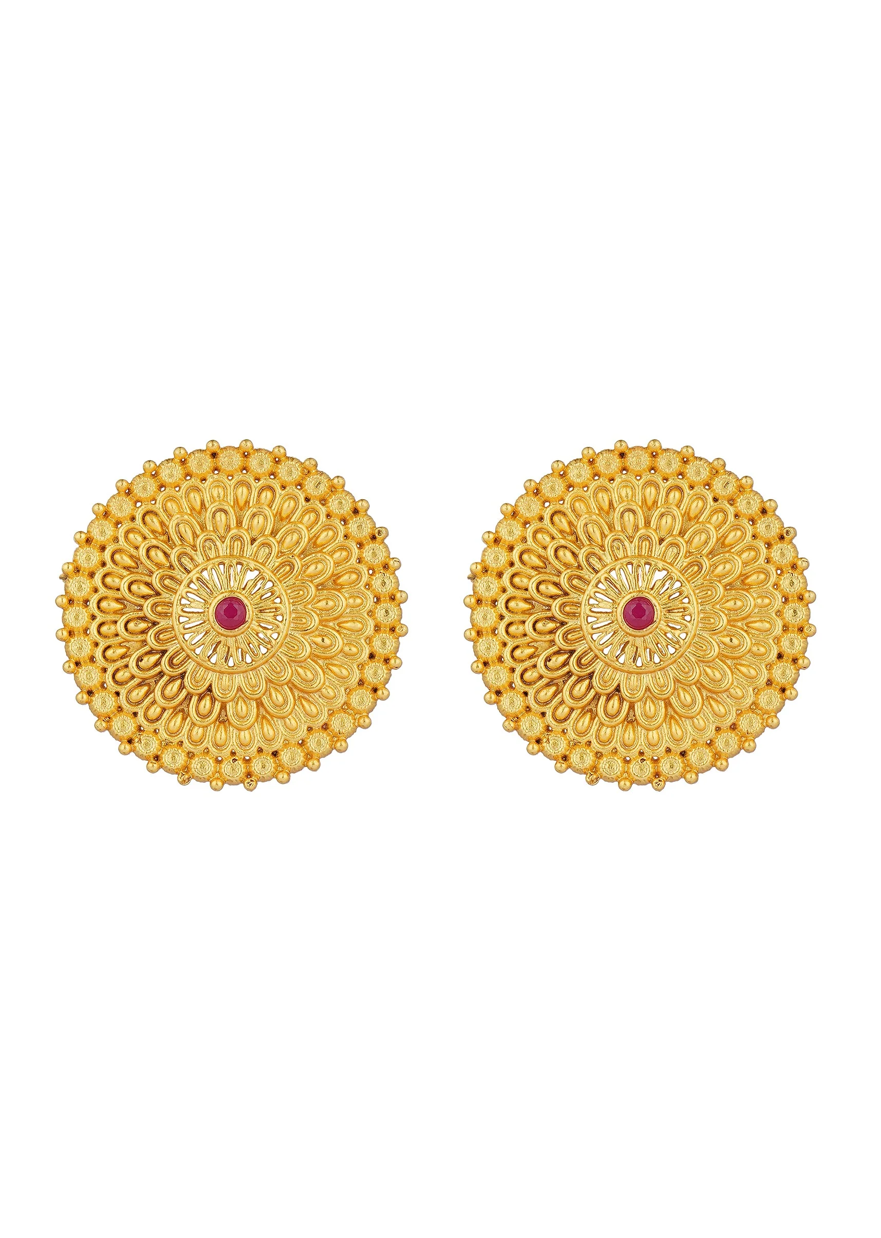 12218-antique-gold-floral-stud-ring-with-zircon-2.webp Antique Gold Floral Stud Ring With Zircon